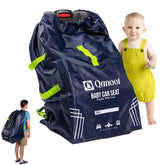 Qanoot infant car seat travel bag in blue backpack protects seats during flights