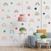Qaxrocyn Bohemian Rainbow wall decal rainbow accents soothe nursery ambiance.