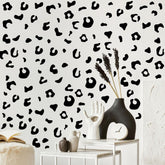 Qaxrocyn matte black leopard decal set on a wall for bold texture and style