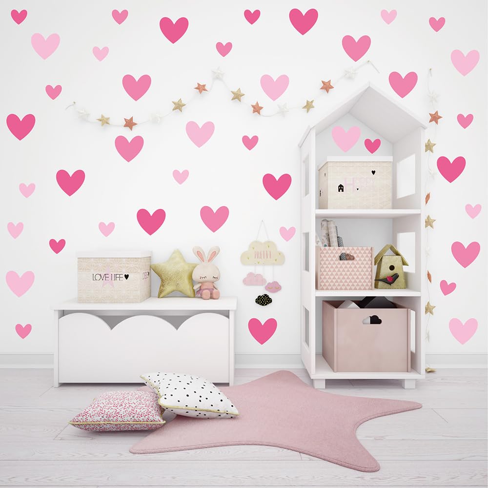 Qaxrocyn pink heart wall decals ombre on a nursery wall for a soft finish