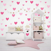 Qaxrocyn pink heart wall decals ombre on a nursery wall for a soft finish