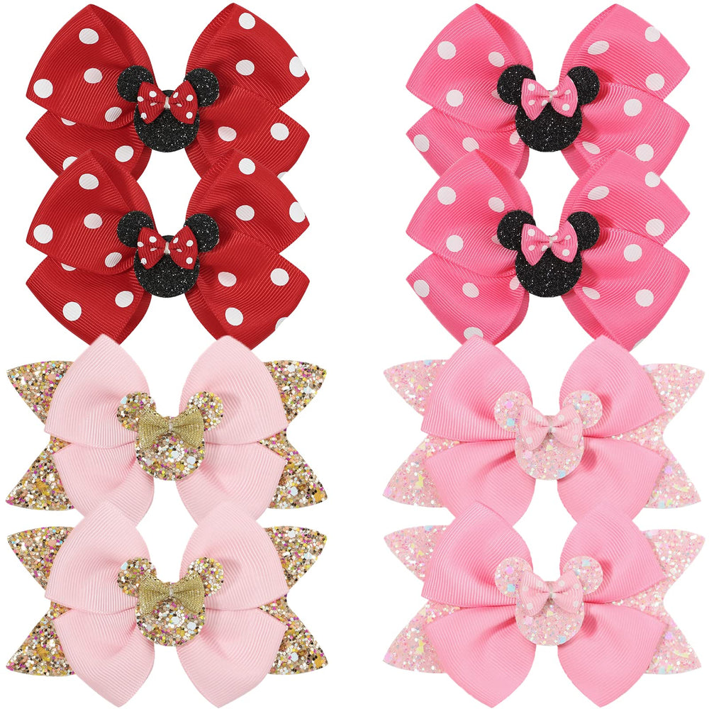Qearl eight-piece mouse ears bow clips for girls add festive hairstyle flair