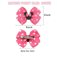 Qearl pink and red rose bows on mouse ears for cute party looks