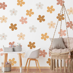 Qeeenar daisy wall decal set on six sheets for bedroom decor.