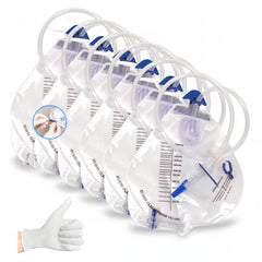 QFLQFL 6-pack foley catheter bag with 2000ml capacity for reliable bedside drainage.