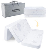 QHUCBAEG Pack and Play Mattress front view showing compact travel-ready design