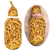 Qiohoey newborn swaddle blanket with hat keeps baby snug for sleep and photos.