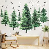 Qilery Pine Tree Wall Decal creates a calming nursery forest scene for walls.