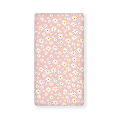QINBEIDU daisy flowers crib sheet close-up showing soft, breathable surface for baby sleep.