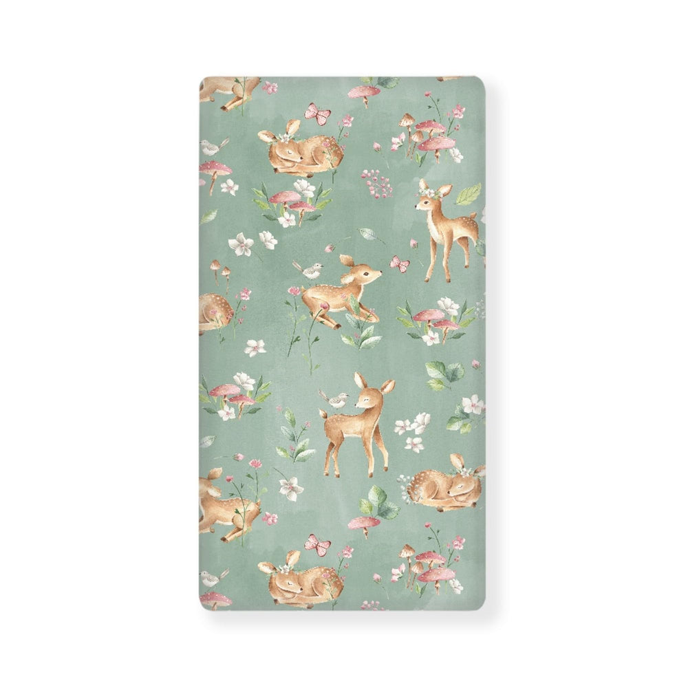 QINBEIDU Woodland Fawn fitted crib sheet with fully elastic edges for secure coverage