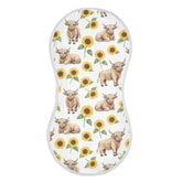 Qinllo burp cloths in Highland Cow Flowers pattern provide gentle absorbency for spit-up cleanup.
