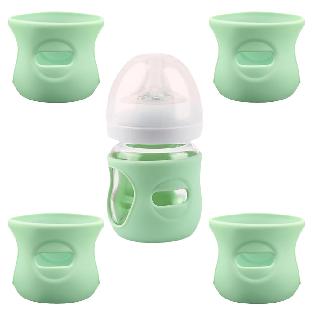 QinSuiKai green silicone sleeve for Avent 4oz bottle enhances grip and protection