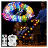 Qlonn stroller lights in blue glow enhance nighttime visibility for safe walks.