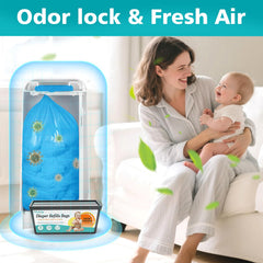 Large-capacity refill holds up to 1,400 newborn diapers per refill