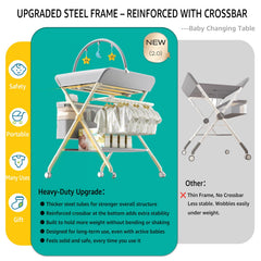 QMHHRJT Changing Table height adjustment offers ergonomic positions for diapering.