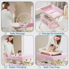 QMHHRJT pink changing table 5-level height adjustment for comfort