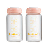 Qmibaby breast milk bottle pink 240ml wide-neck ready for pumping and storage.