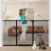 Qonimm 40.5-inch tall gate ready for tool-free installation on stairs.