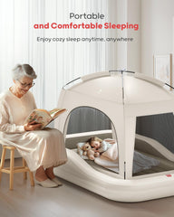 QPAU mosquito net and sunshade detail for bug-free naps.