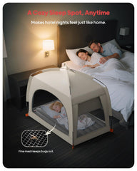 QPAU tent with dual zippered doors for easy access and ventilation.
