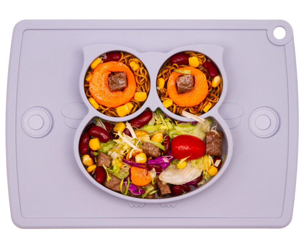 Qshare Toddler Plate with strong suction adheres to surfaces for tidy meals