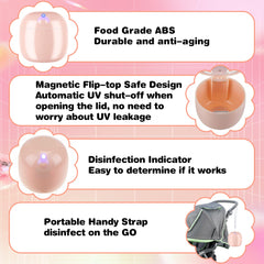 Qualirey lid-open with pacifier inside demonstrating easy access