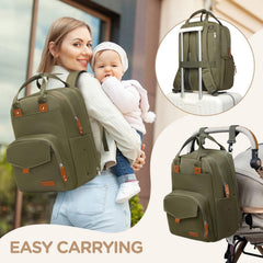 Qualyphant diaper bag with included changing pad for quick changes
