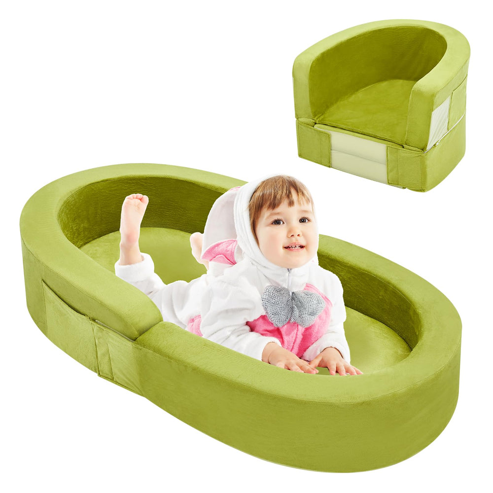 QUCHI toddler travel bed folded for compact storage and easy transport.