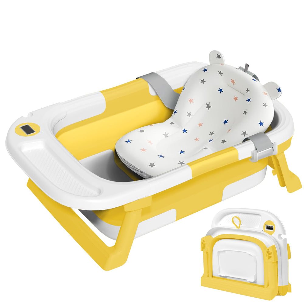 QueenFul collapsible baby bathtub folded for compact storage.