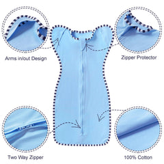 Queness Transition Swaddle arm-up cuffs closeup showing mitten design and arm room