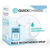 QuickChange men's wrap on a bed-bound user showing easy setup and secure fit.