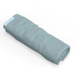 QuickZip Crib Extra Zip-On Sheet dusty blue close-up shows soft cotton for quick changes