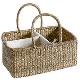 Quincry wicker diaper caddy in natural seagrass for organized nursery storage