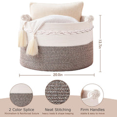 Quincunx basket closeup weave highlights durable cotton rope material