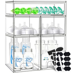 Qunland baby bottle organizer 5-pack with stackable drawers for tidy bottles and parts