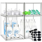 Qunland baby bottle organizer front view showing clear bins for easy access.