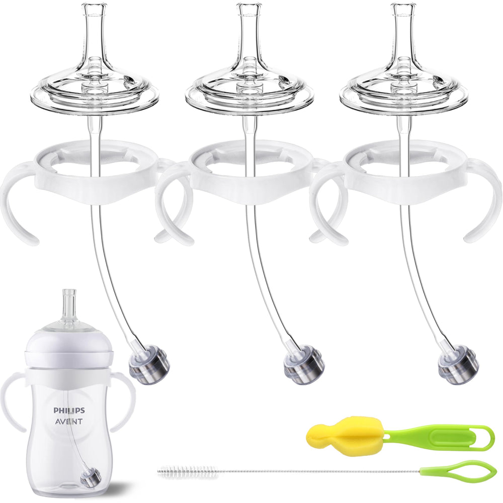 Qunland plastic-free straw cup conversion kit on Philips Avent Natural bottle for easy weaning.