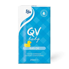 QV Baby Bath Oil ingredients panel highlighting natural oils