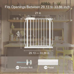 QwickNesty wide opening fits 29 to 33 inches for flexible doorway sizing.