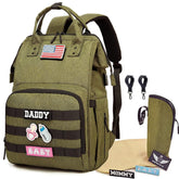 QWREOIA diaper bag backpack outer pocket for quick access on the go.
