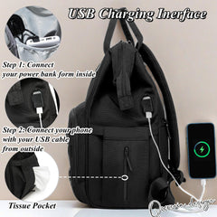 QWREOIA diaper bag backpack waterproof fabric highlights rugged daily protection.