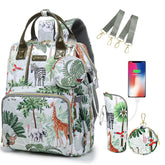 QWREOIA tropical rainforest diaper bag backpack with large capacity for organized essentials