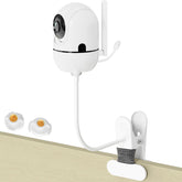 Qwwia flexible baby monitor mount on Hello Baby HB6550 showing secure clip and adjustable gooseneck