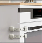 QYESWHSR oven lock with adhesive pads for tool-free child safety and easy kitchen access.