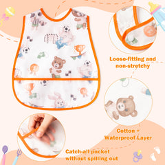 R HORSE bib with animal pattern on brown background helps easy outfit changes