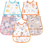 R HORSE baby bib with animal pattern in white keeps baby clothes clean during meals