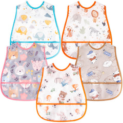 R HORSE baby bib with animal pattern in white keeps baby clothes clean during meals