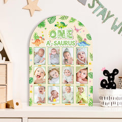 R HORSE dinosaur-themed wood frame adds playful charm to a wall display.