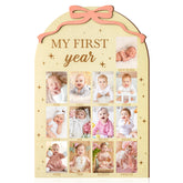 R HORSE My First Year Frame with pink bow highlights baby's milestones
