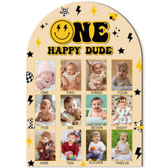 R HORSE My First Year Photo Frame Board front view with monthly slots for baby photos